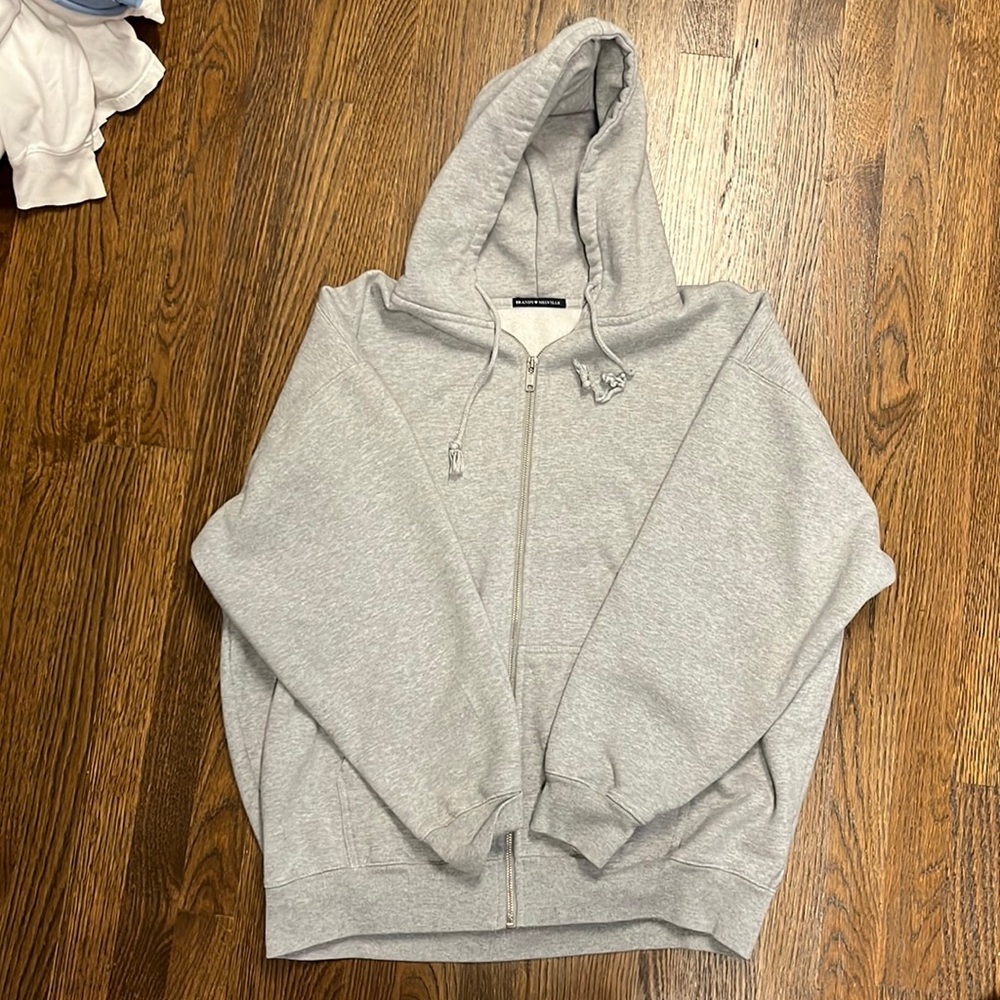 Brandy Melville grey christy zip up hoodie